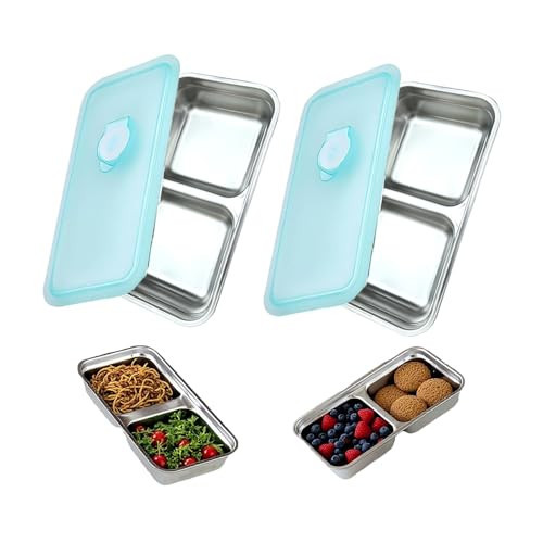 Osiunav 2Pcs Stainless Steel Food Containers,Reusable Condiment Food Storage Containers with Lids，Grab and Go Snack Containers,Dishwasher Safe,Travel & Outdoor Camping Food Storage (Two Double-Boxes) | Amazon (US)
