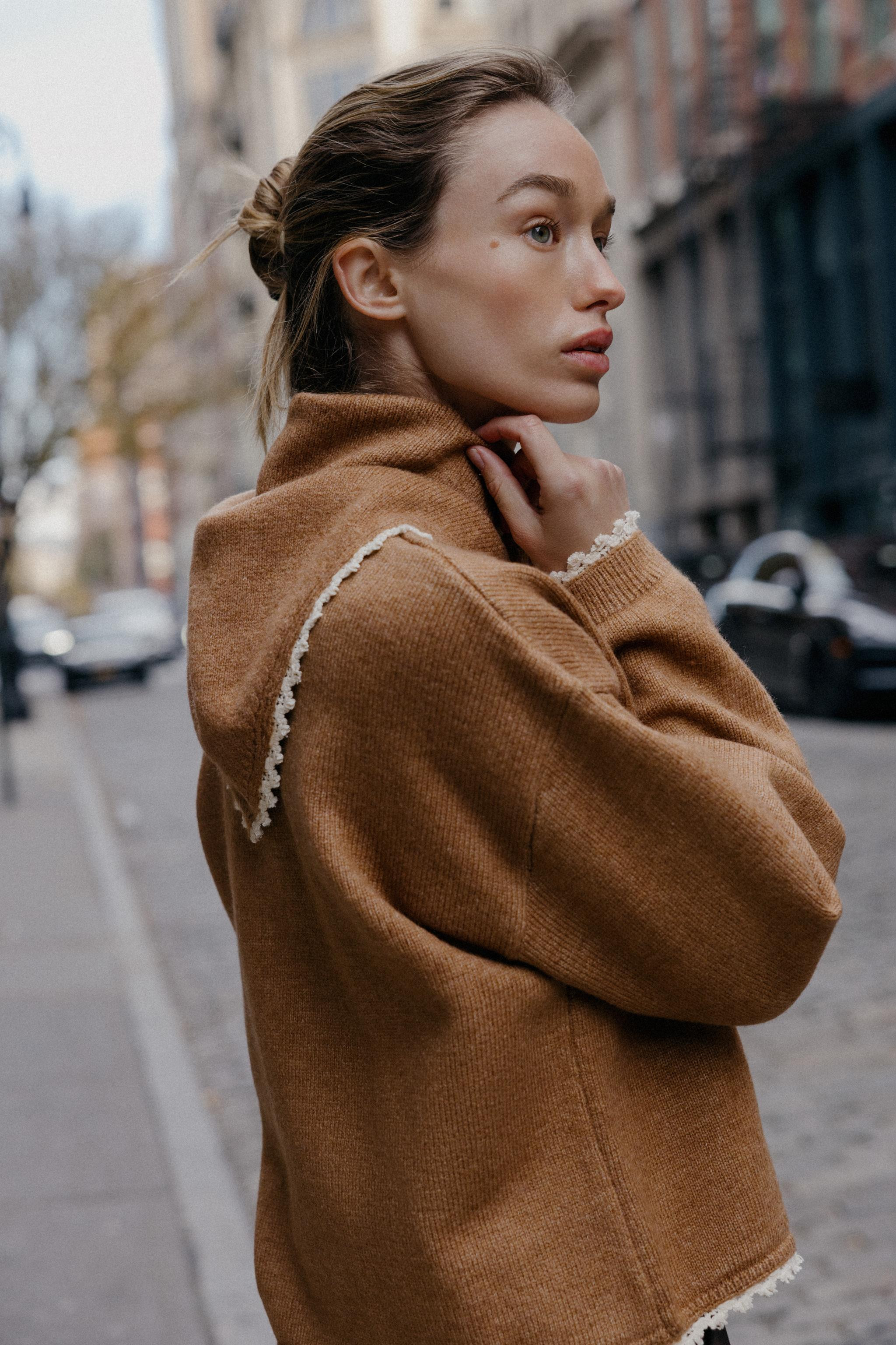 KNIT JUMPER WITH BANDANA AND LACE TRIM | Zara UK