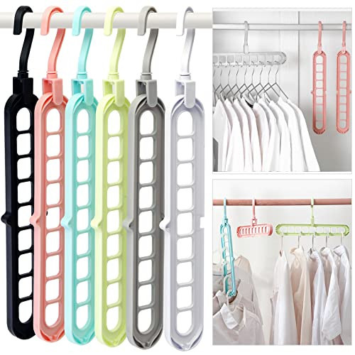 Closet Organizers and Storage,College Dorm Room Essentials,Pack of 6 Multifunctional Organizer Magic Space Saving Hangers with 9 Holes Storage Organization for Wardrobe Closet | Amazon (US)