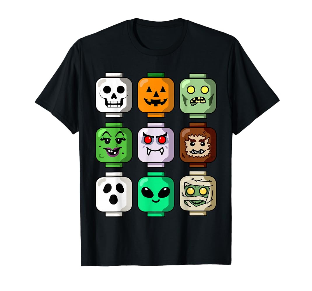 Halloween Building Brick Head Pumpkin Ghost Zombie Boys T-Shirt | Amazon (US)