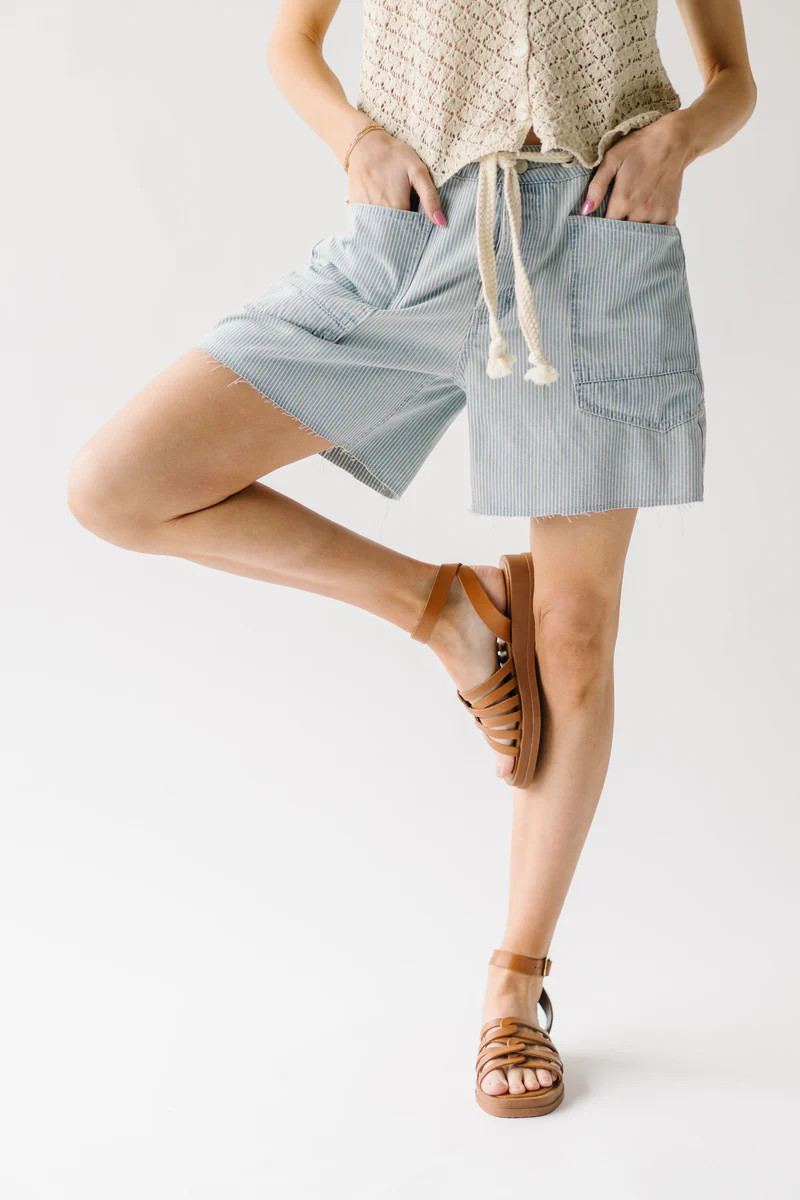 The Templin Barrel Denim Short in Stripe | Piper & Scoot