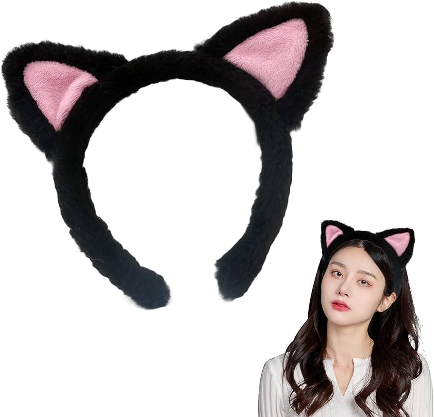 AEGYPIUS Cat Ears Headbands, Plush Cute Cat Ears Headband Washing Face Headbands, Cat Ear Headban... | Amazon (US)