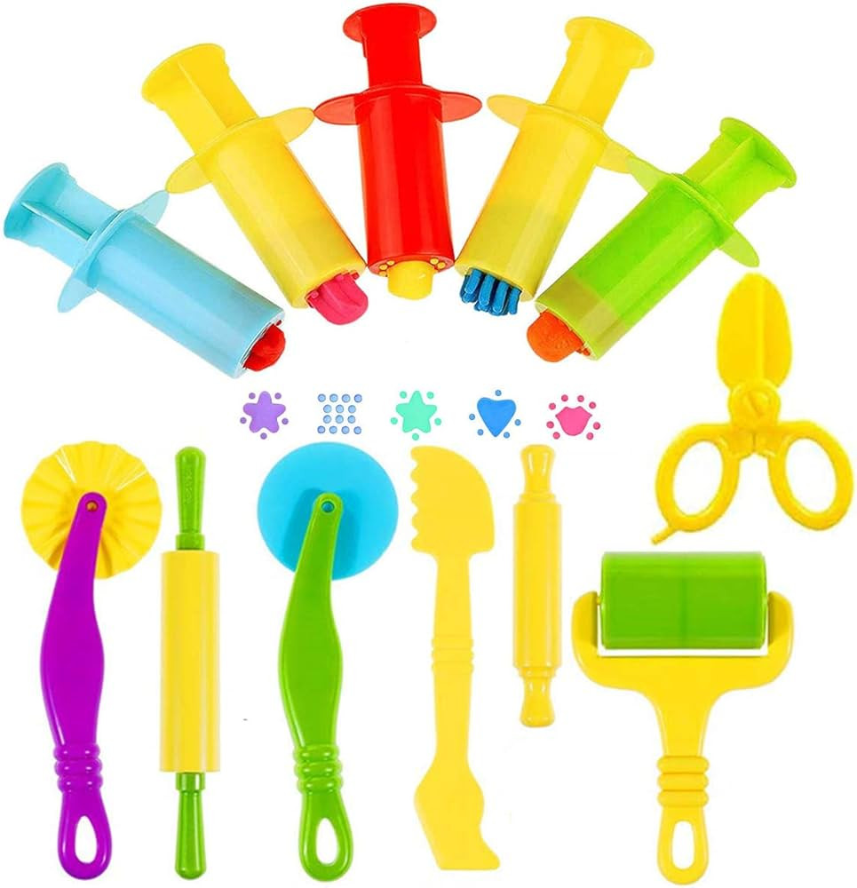 Play Dough Tools Kit with Dough Extruders, Dough Scissors, Playdough Rollers and Cutters, 12 pcs ... | Amazon (US)