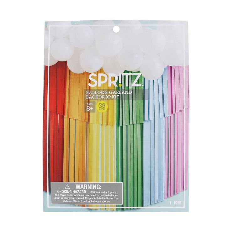 Rainbow Tiered Backdrop with Balloon Garland - Spritz™ | Target