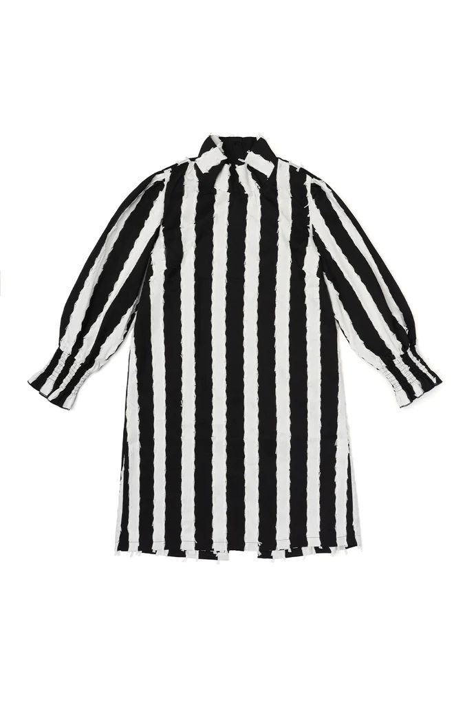 Long Sleeve Mod Dress - Black & White Bow Stripe | Shop BURU