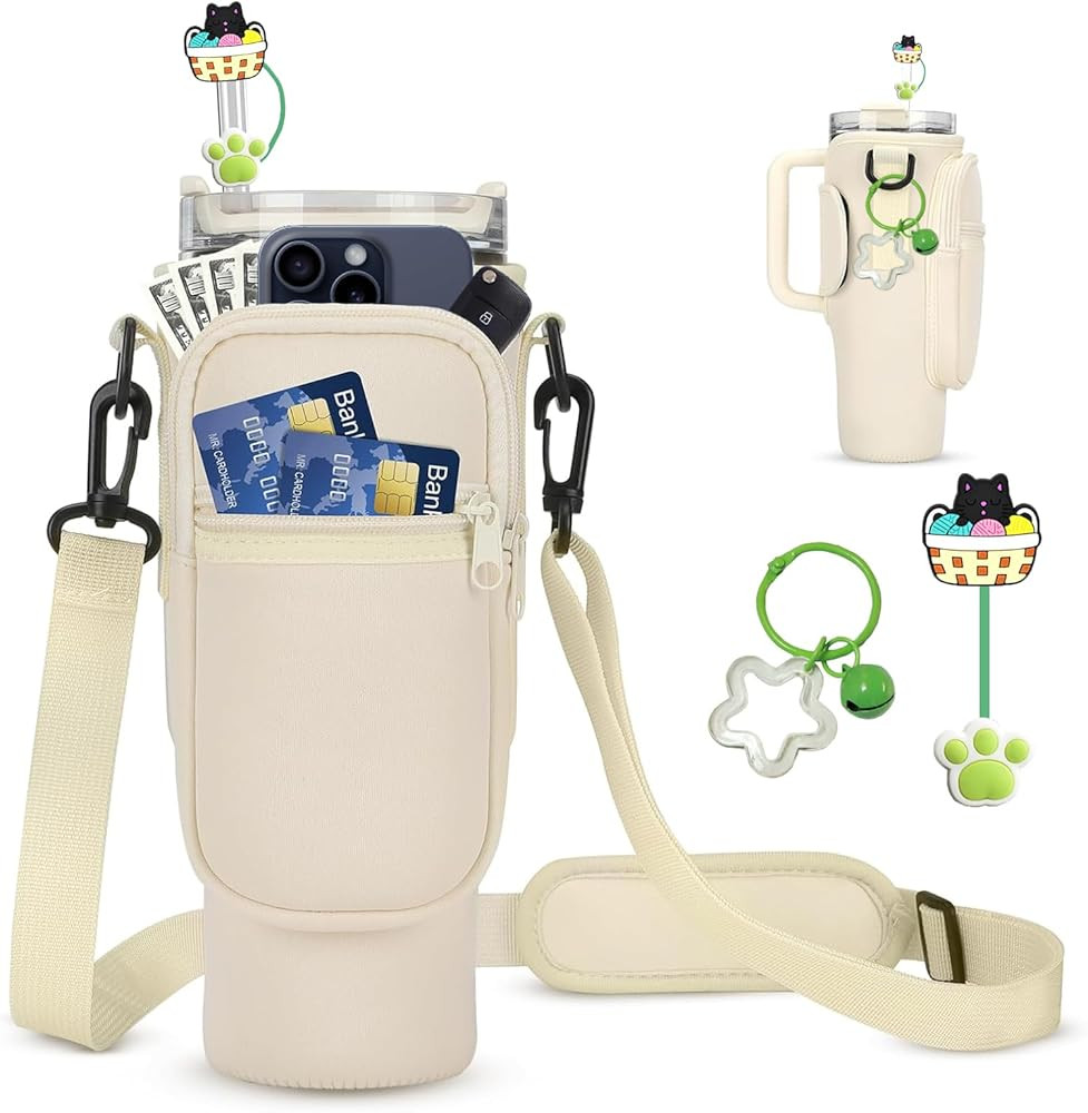 FYD Water Bottle Carrier Bag for Stanley 40oz Tumbler with Phone Pocket Neoprene Water Bottle Hol... | Amazon (US)