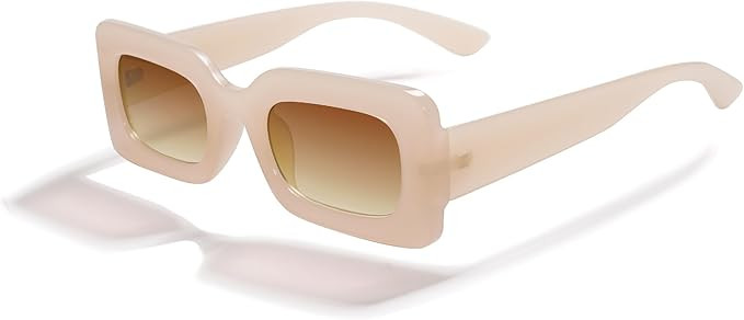 SOJOS Retro 90s Nude Rectangle Sunglasses Womens Mens Trendy Chunky Glasses | Amazon (US)