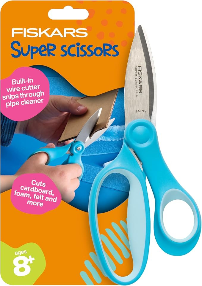 Fiskars 6" Kids Super Scissors with PowerCut Technology to Boost Cutting Power, Perfect for Multi... | Amazon (US)