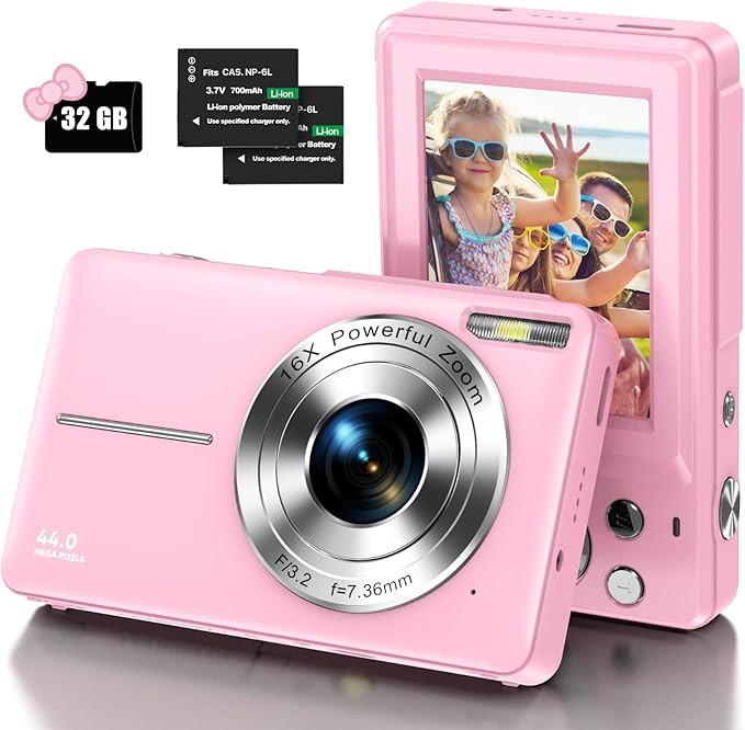 Digital Camera with 32G Micro Memory Card 1080P Camera for Kids 44MP Compact Digital Camera Photo... | Amazon (UK)