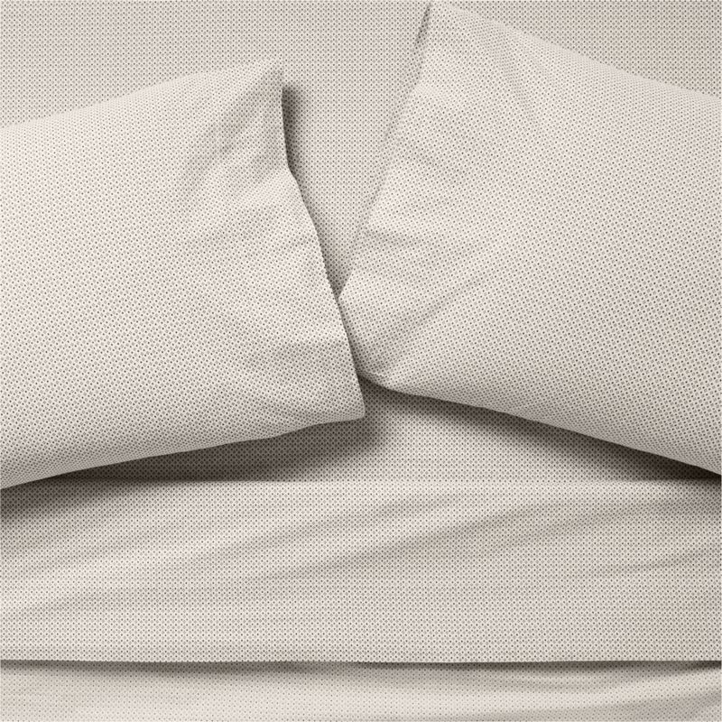 Favorite Washed Organic Cotton Natural Taupe and Midnight Navy Diamond Printed King Bed Sheet Set... | Crate & Barrel