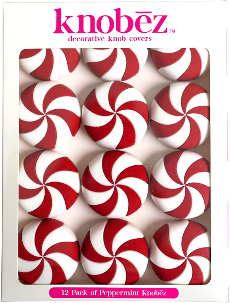 Knobēz Decorative Knob Covers, Red Peppermint | Amazon (US)