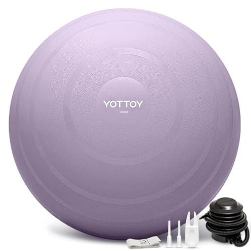 YOTTOY Anti-Burst Exercise Ball for Working Out, Yoga Ball for Pregnancy,Extra Thick Workout for Physical Therapy,Stability Ball for Chair Fitness with Pump (Purple) | Amazon (US)