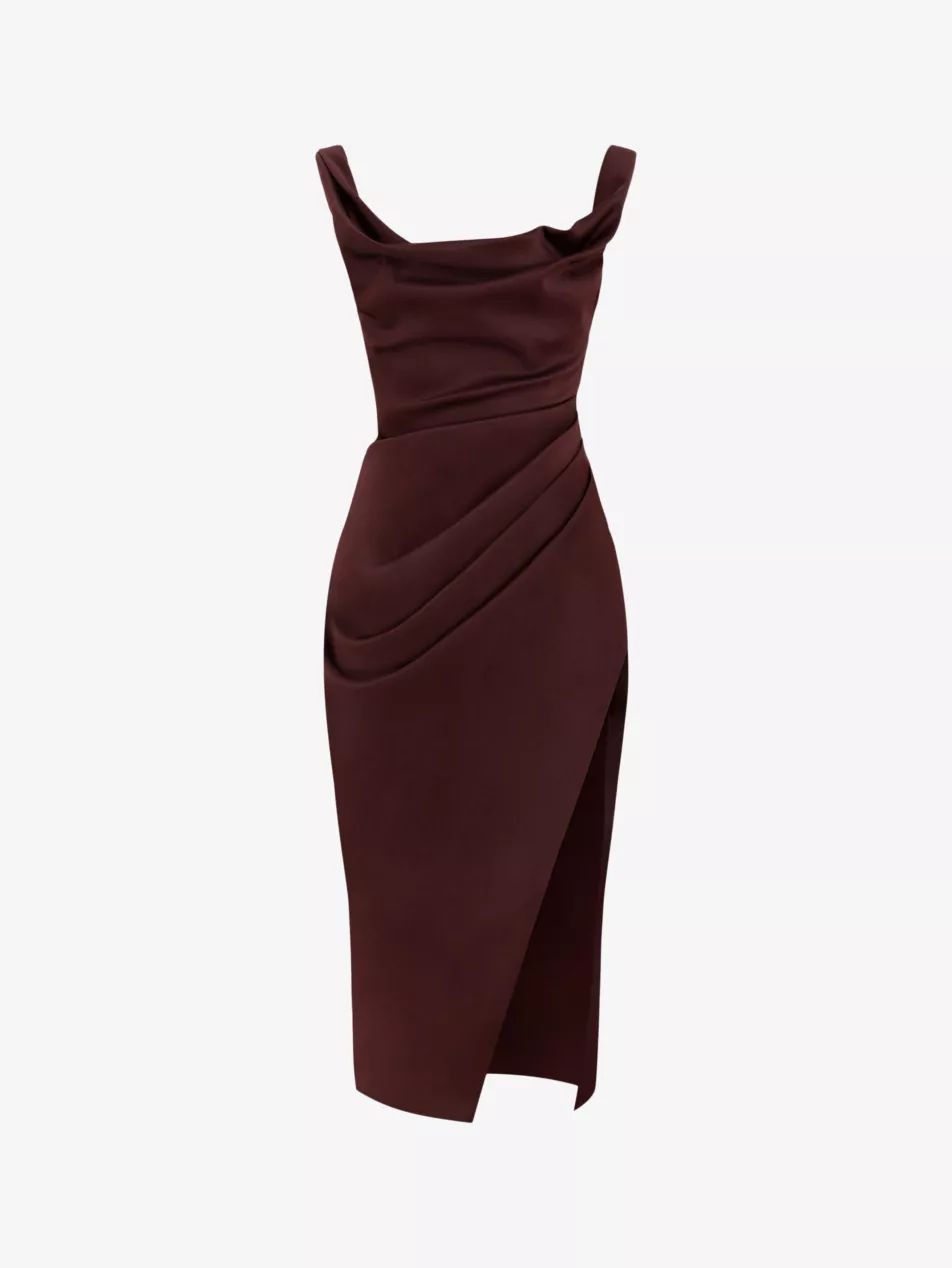 Rhoda side-split satin midi dress | Selfridges