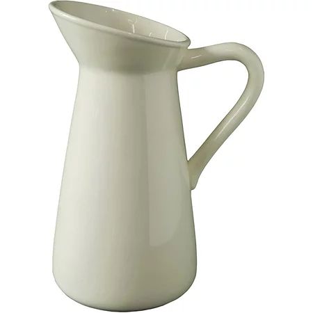 Hosley 10 Inch High Cream Ceramic Pitcher Flower Vase | Walmart (US)