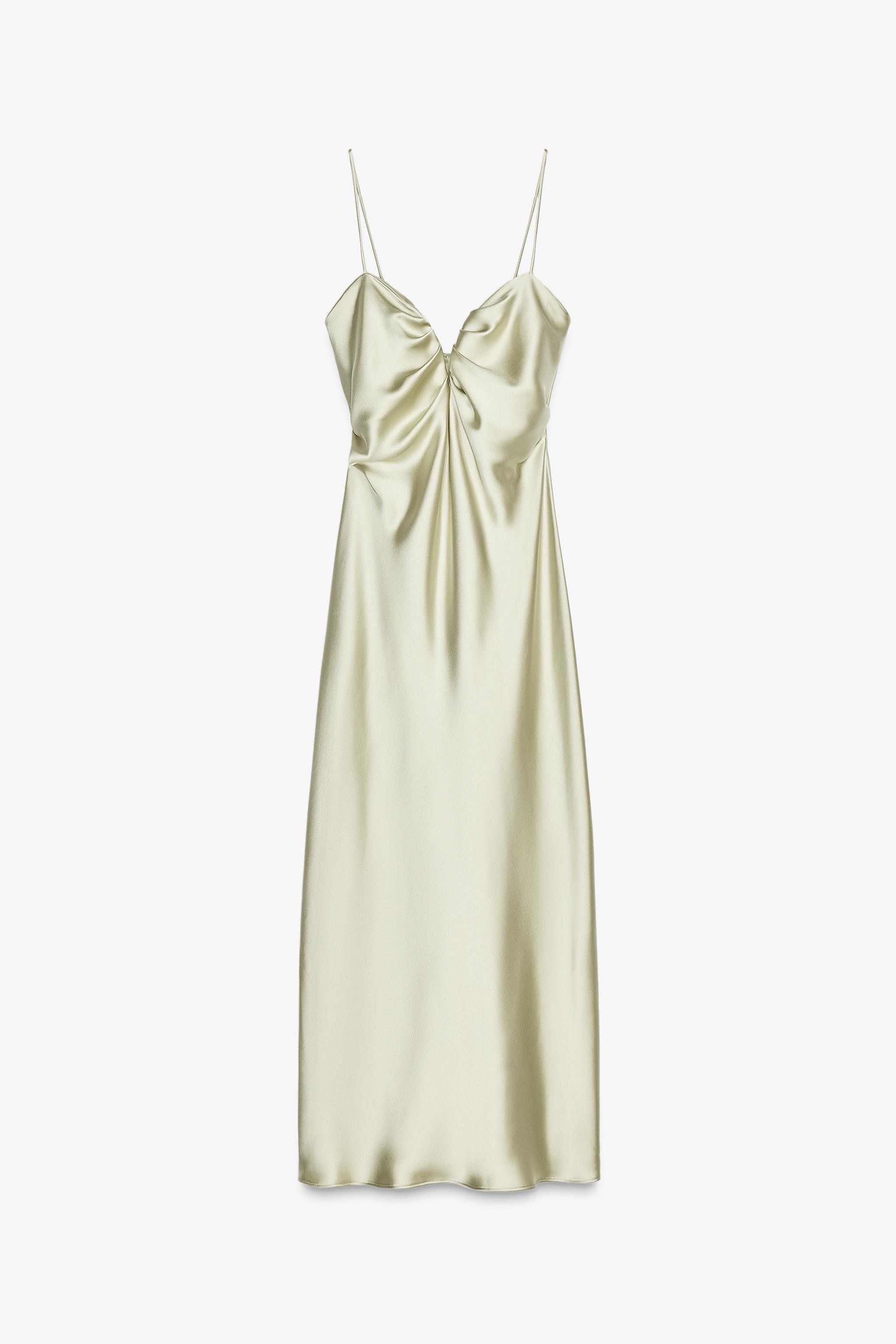 SATIN SWEETHEART MIDI DRESS | Zara US