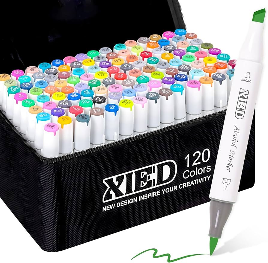 Alcohol Markers, 120 Colors Chisel & Brush Tip Coloring Markers Set, Double Tipped Markers Set fo... | Amazon (US)