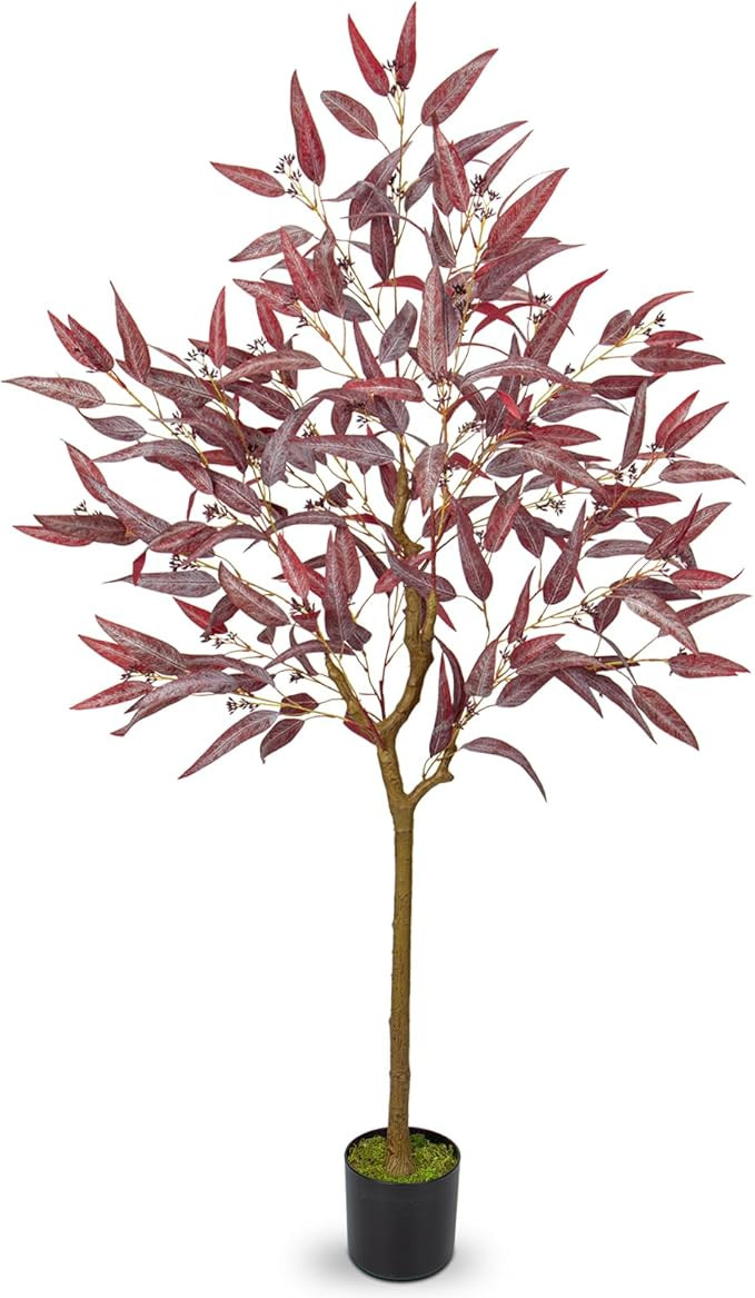 Briful 5ft Fake Tree Artificial Eucalyptus Tree in Black Pot, Realistic Silk Potted Floor Plants ... | Amazon (US)