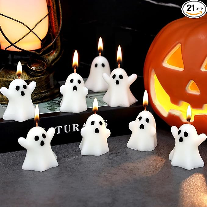 21 PCS Halloween Ghost Candles Spooky Candles White Floating Candles Halloween Decorative Tableto... | Amazon (US)