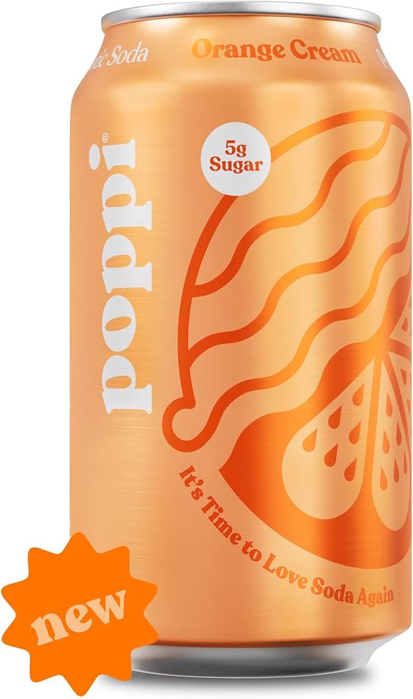 POPPI Sparkling Prebiotic Soda, Beverages w/Apple Cider Vinegar, Seltzer Water & Fruit Juice, Ora... | Amazon (US)