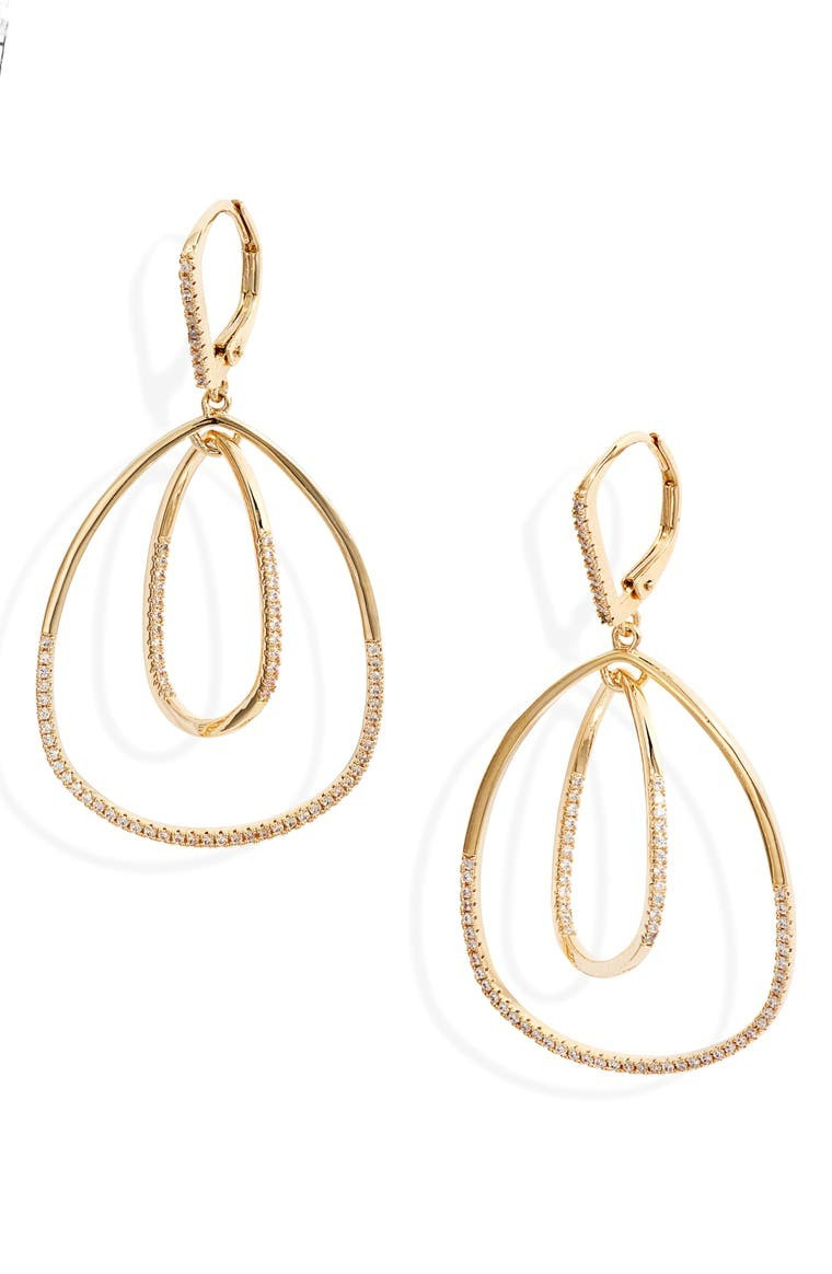 Pavé Inset Oval Orbital Earrings | Nordstrom