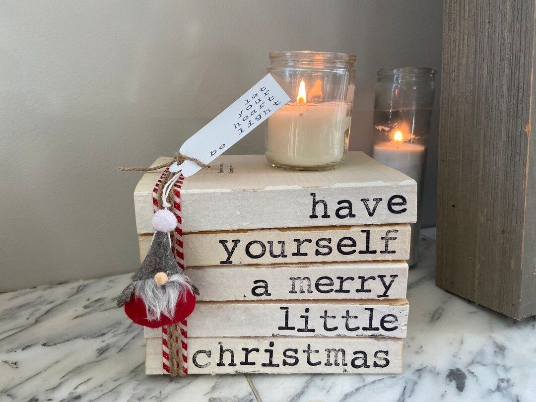 Christmas bookstack decoration - “have yourself a merry little christmas” | Etsy (US)