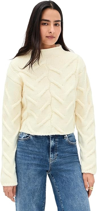 FRAME Women's The Cable Funnel Sweater | Amazon (US)