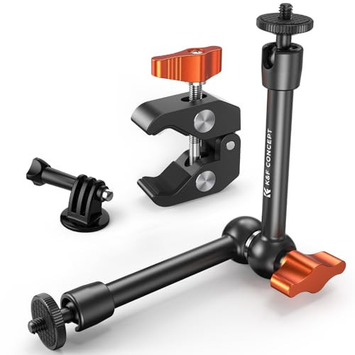 K&F CONCEPT 9.8" Magic Arm Clamp Kit with 1/4" & 3/8" Thread Screw 360° Ball Heads Articulating Magic Arm with Tripod Mount Adapter for Gopro/LED Lights/Monitor/Flash/Microphone/DSLR Camera | Amazon (US)