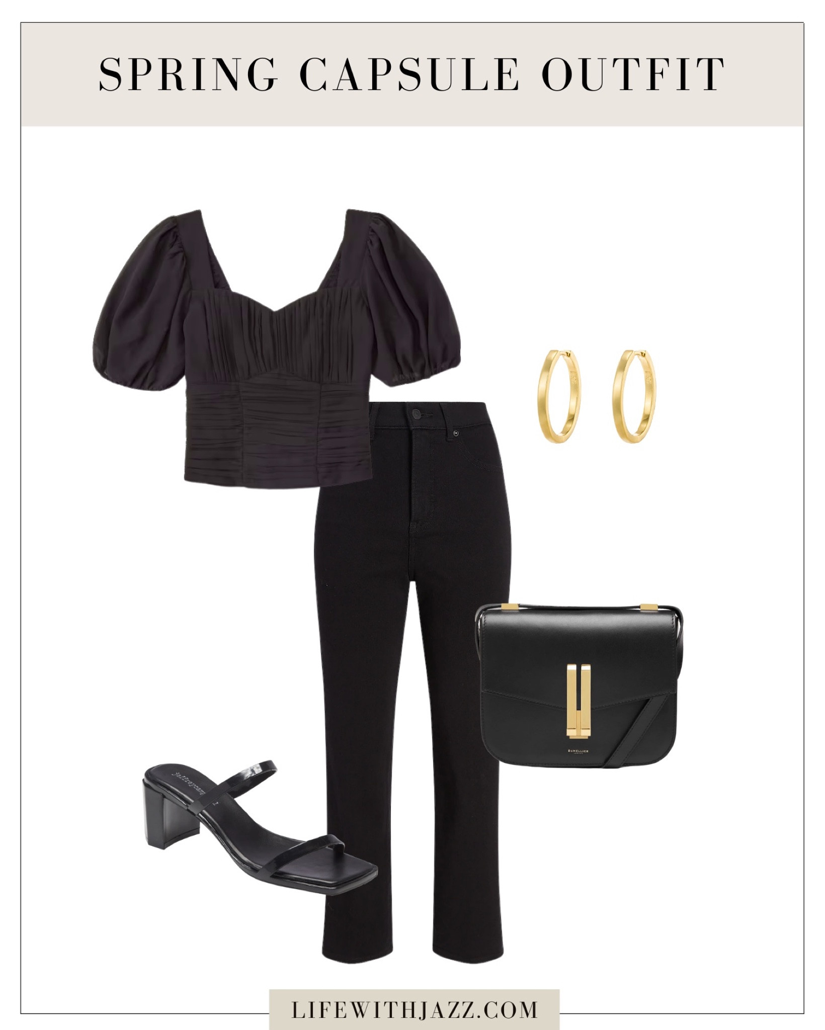 Friday night outfit // top is low in stock, linked to similar tops below 

- summer, capsule outfit, Friday night, dressy, blouse, crop top, jeans, sandals, heels, purse, jewelry 

#LTKSeasonal #LTKstyletip