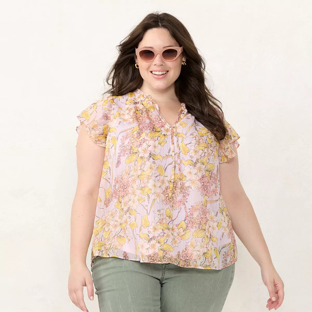 Plus Size LC Lauren Conrad Ruffle V-Neck Tank | Kohl's