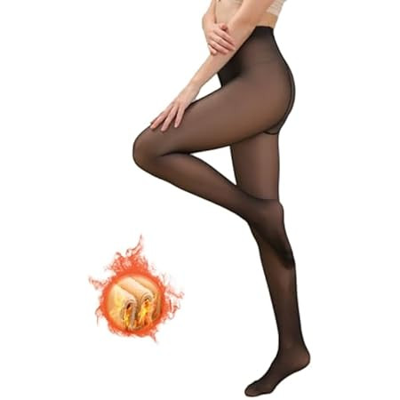 X-CHENG Fleece Lined Tights Sheer Women - Fake Translucent Warm Pantyhose Leggings Sheer Thick Tights for Winter | Amazon (US)