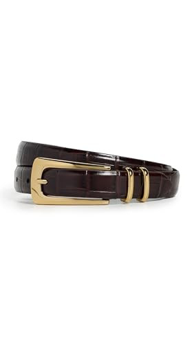 Madewell Women's Elongated Buckle Belt, Chocolate Raisin Croco, Brown, XL | Amazon (US)