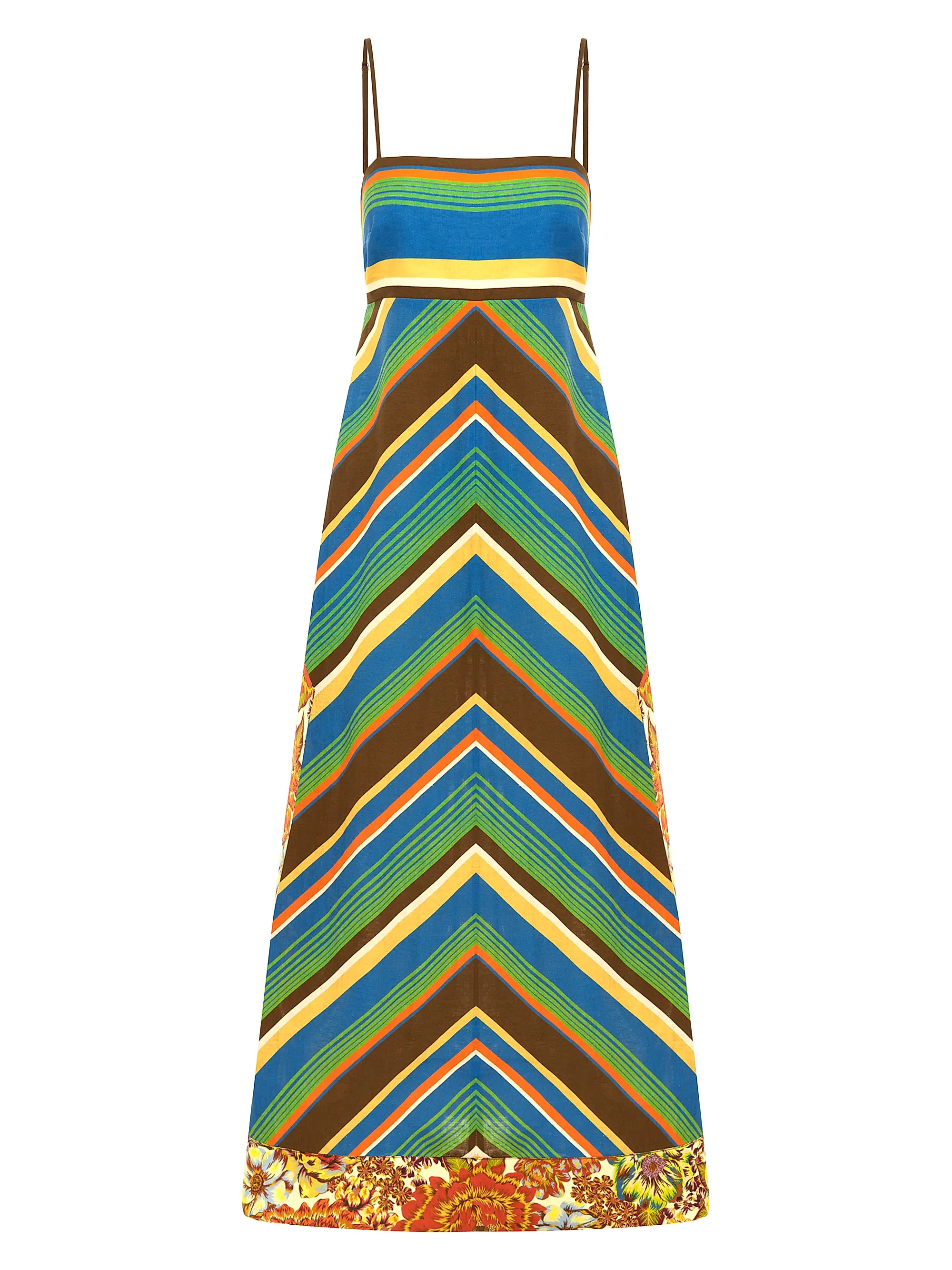 Alémais Charlie Mixed-Print Linen Day Dress | Saks Fifth Avenue | Saks Fifth Avenue