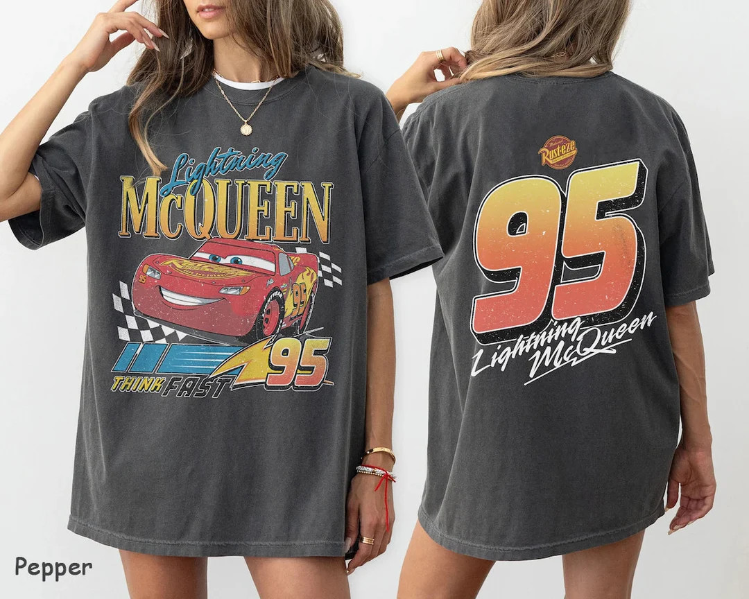 FREE Shipping Vintage Lightning Mcqueen Comfort Colors Shirt, Radiator Springs Tee, Rusteze Cars,... | Etsy (US)
