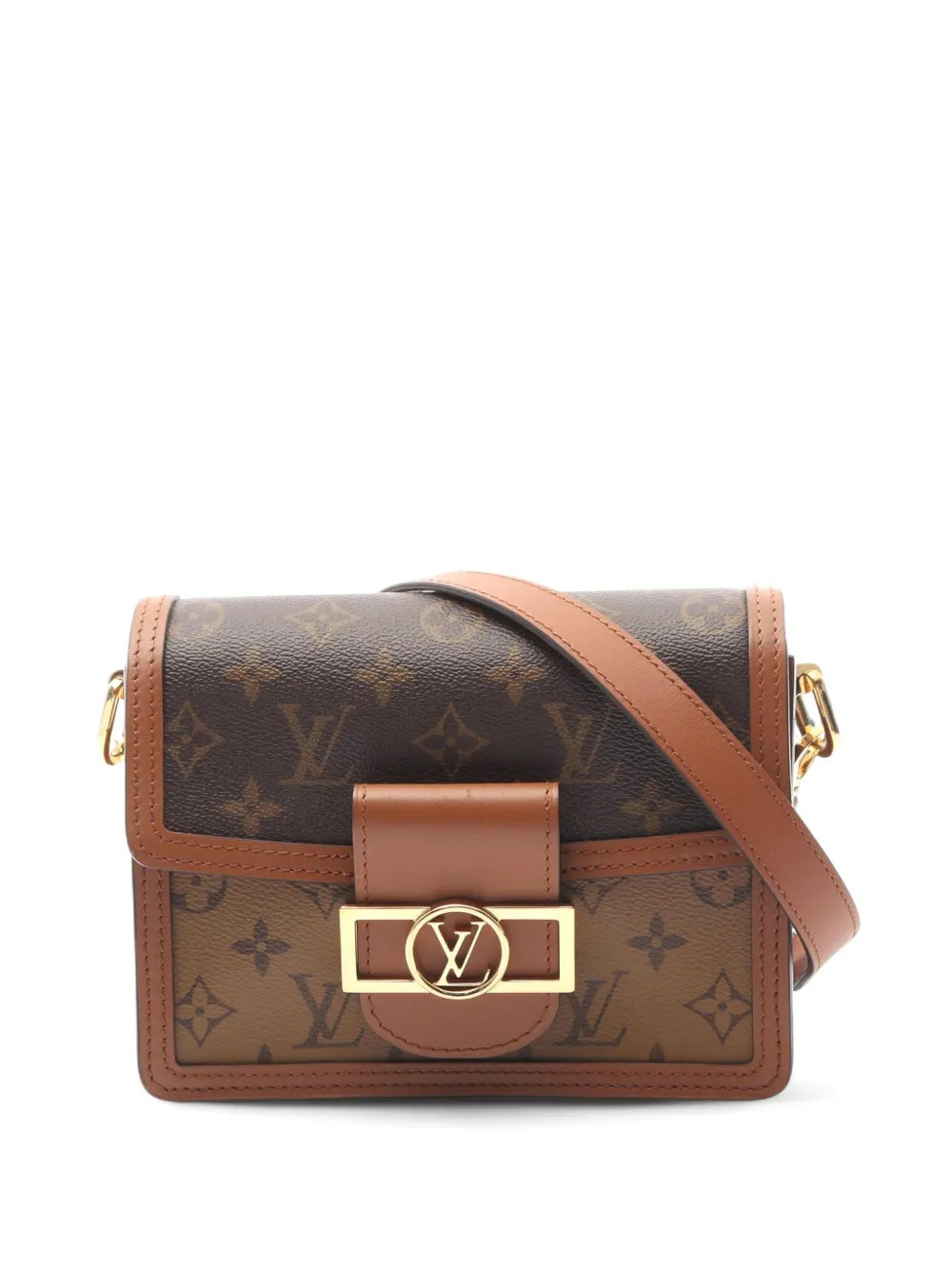 Louis Vuitton Pre-Owned 2021 Monogram Reverse Mini Dauphine satchel - Brown | Farfetch Global