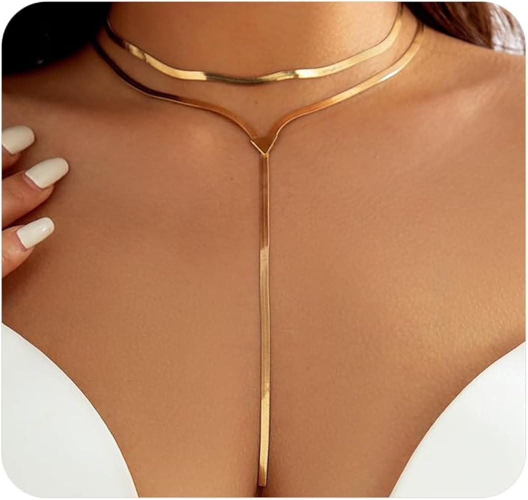 GIGB PBDK Chunky Gold Choker Necklace for Women,Trendy Silver Statement Necklace Long Snake Chain... | Amazon (US)