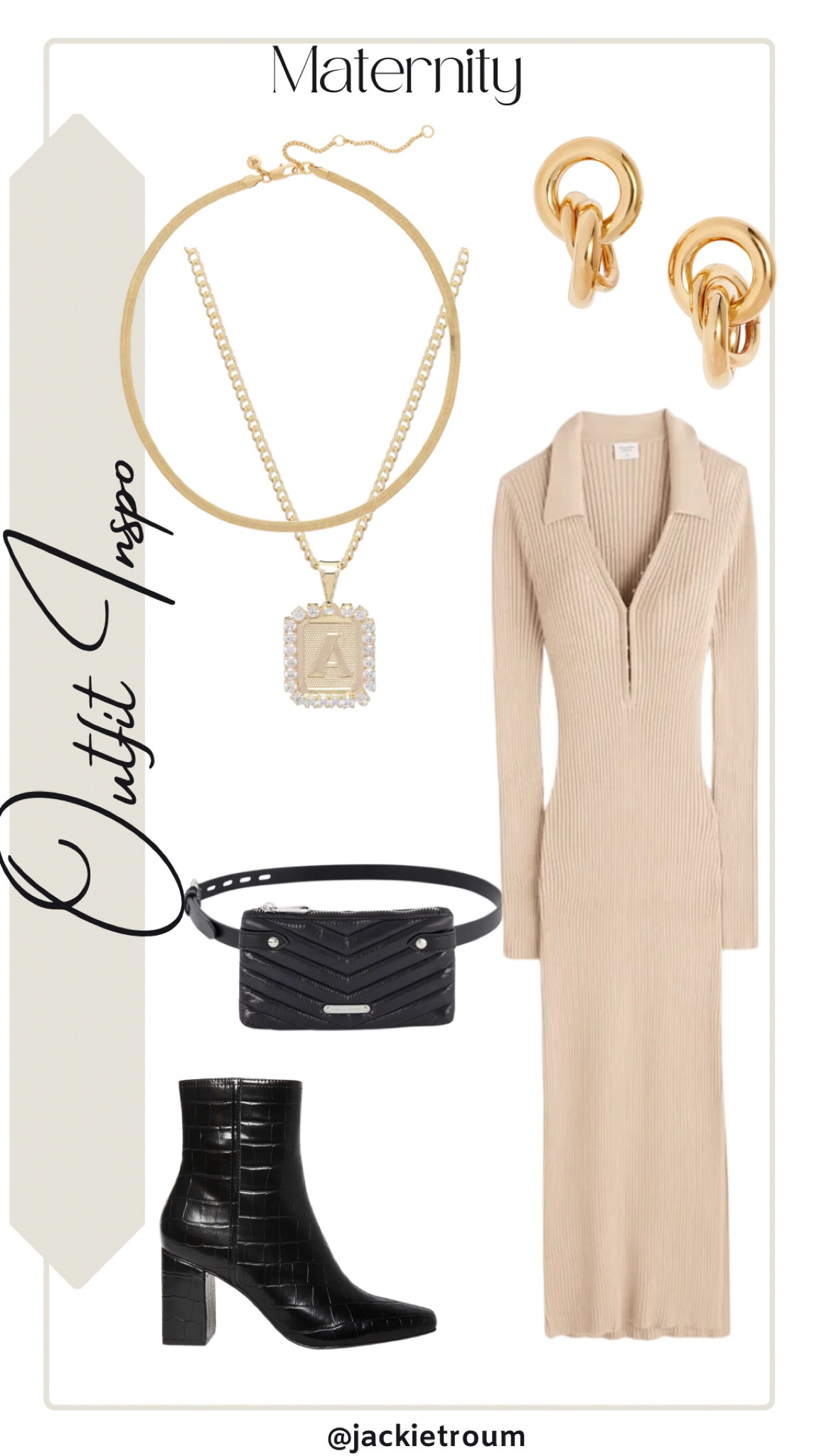Maternity Sweater Dress Look
Dress: Abercrombie
Belt Bag: Rebecca Minkoff
Boots: Steve Madden
Necklaces: Nordstrom
Earrings: Soko

#LTKshoecrush #LTKbump #LTKSeasonal