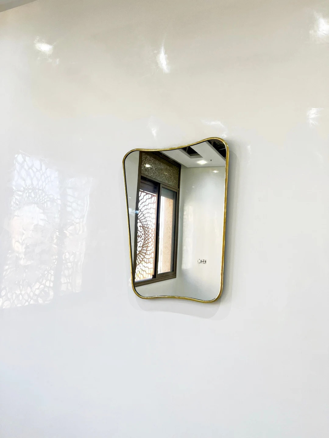 Italian Curved Brass Mirror, Asymmetrical Mirror, Butterfly Irregular Mirror, Luxurious Wall Mirr... | Etsy (US)