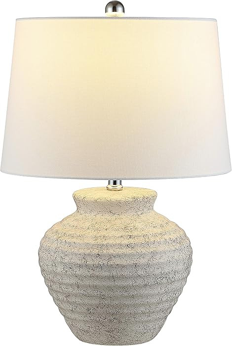 SAFAVIEH Lighting Collection – Ledger Rustic Farmhouse Light Grey Ceramic Table Lamp with White... | Amazon (US)