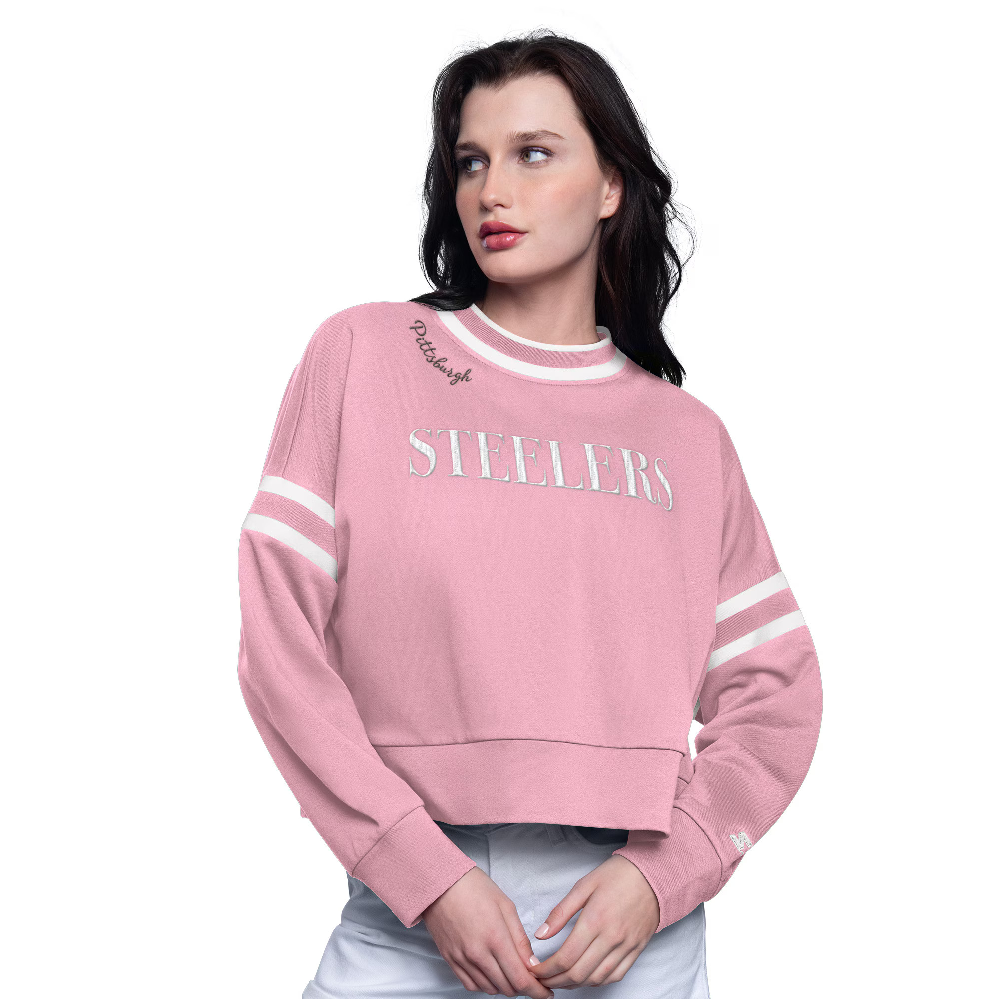 Pittsburgh Steelers Starter Women's Power Play Cropped Pullover Sweatshirt - Pink | Fanatics