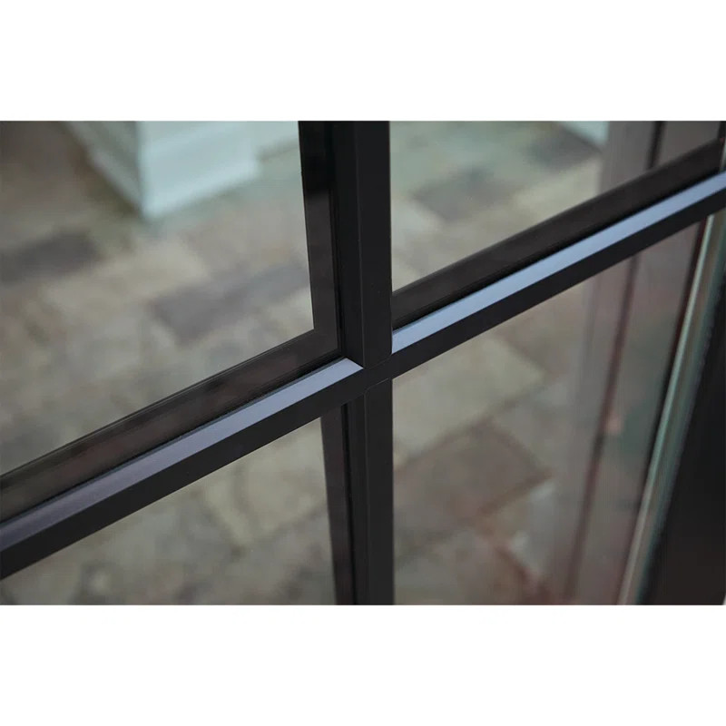 36 in. x 80 in. 4-Lite Clear Glass Black Painted Fiberglass Prehung Front Entry Door | Wayfair North America