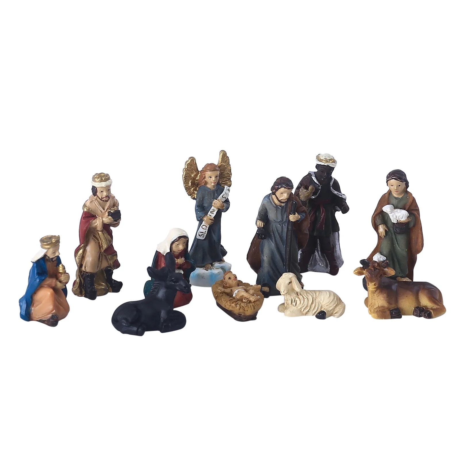 Scene Hand Ornament Sets Indoor Christmas Collectable For Christmas Sculpted Manger Painted Table... | Walmart (US)