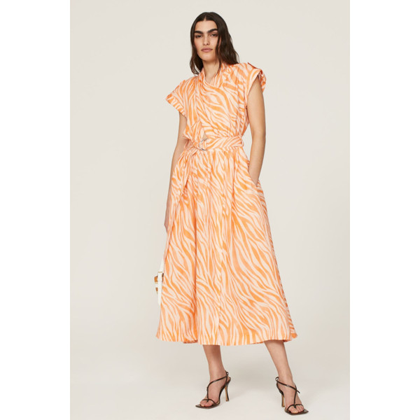 Derek Lam Collective Cross Front Midi Dress Orange-print | Rent the Runway