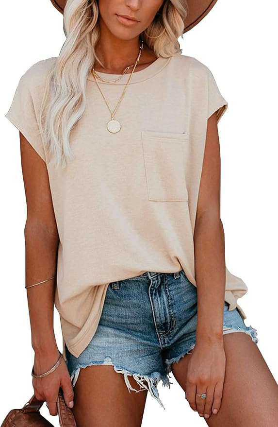 WMZCYXY Womens Tank Top Summer Tops Sleeveless T Shirt Crew Neck Casual Loose Fitting Shirts with... | Amazon (US)