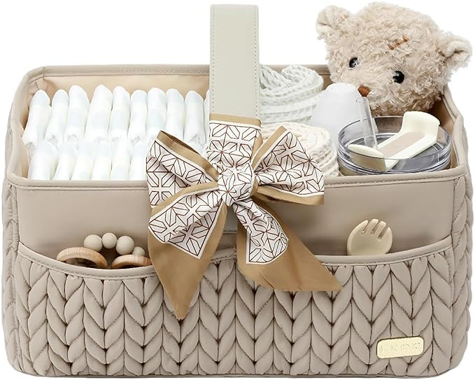 Luxurious Baby Diaper Caddy, Nursery Storage Basket for Newborn Essentials, Travel Baby Basket fo... | Amazon (US)