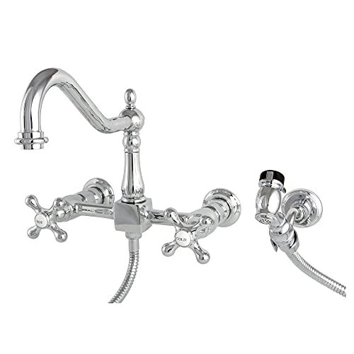 Kingston Brass KS1241AXBS Heritage Bridge Kitchen Faucet, 8-1/2", Polished Chrome | Amazon (US)