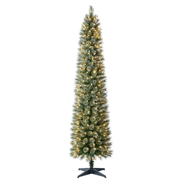 7 ft Pre-Lit Shelton Pencil Fir Artificial Christmas Tree, Clear LED Lights, by Holiday Time | Walmart (US)