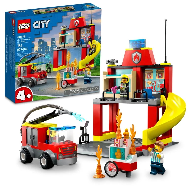 LEGO City Fire Station and Fire Engine  60375, Pretend Play Fire Station with Firefighter Minifig... | Walmart (US)