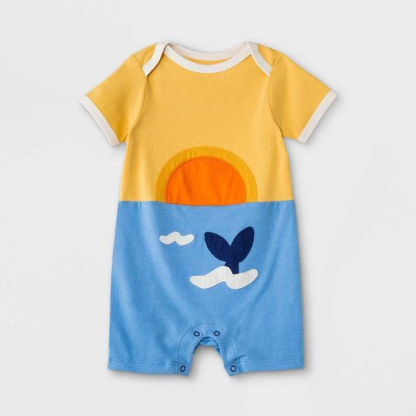 Baby Boys' Sunset Romper - Cat & Jack™ Mustard | Target