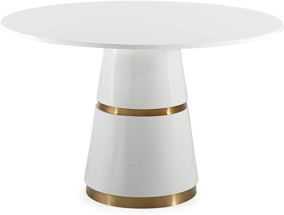 TOV Furniture Rosa Modern Round Dining Table with Conical Base, White/Gold | Amazon (US)