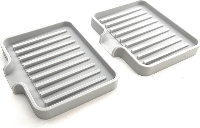 Happitasa Silicone Soap Dish Tray and Sponge Holder with Drain Chute, Pack of 2 (LIGHT GREY, 5.2"... | Amazon (US)